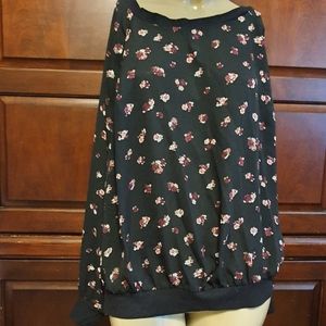 Torrid Black/Floral georgette Blouse xl long sleev